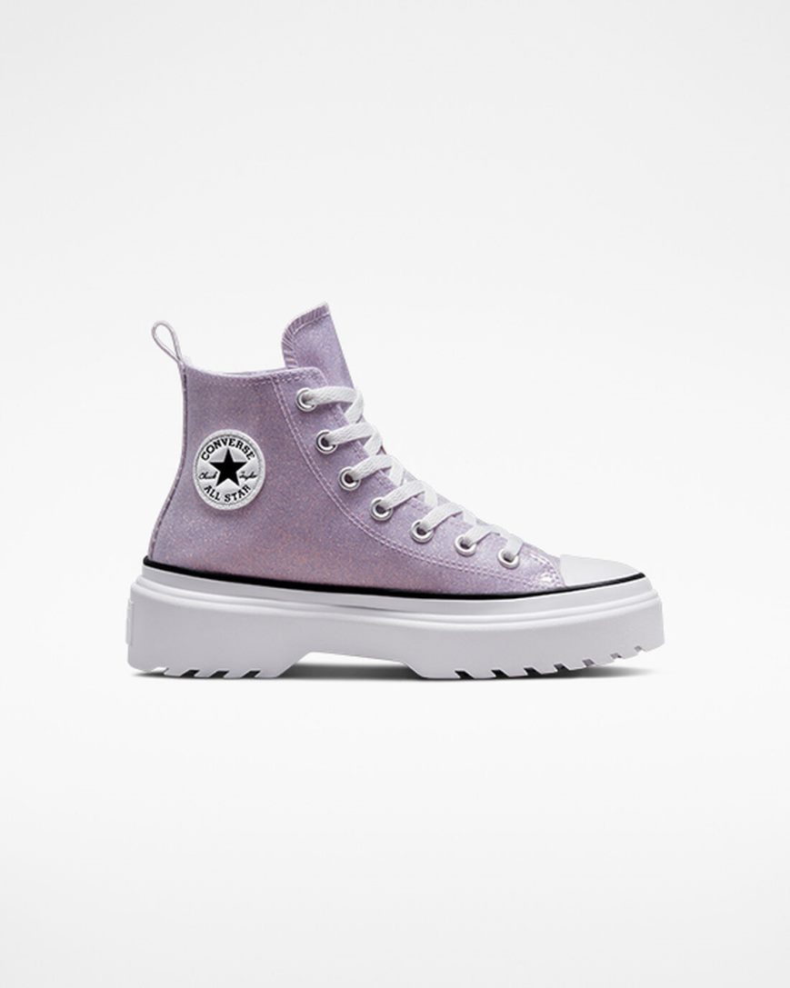 Dívčí Boty Na Platformy Converse Chuck Taylor All Star Lugged Lift Glitter Vysoké Fialové Bílé Černé | CZ CGUO19